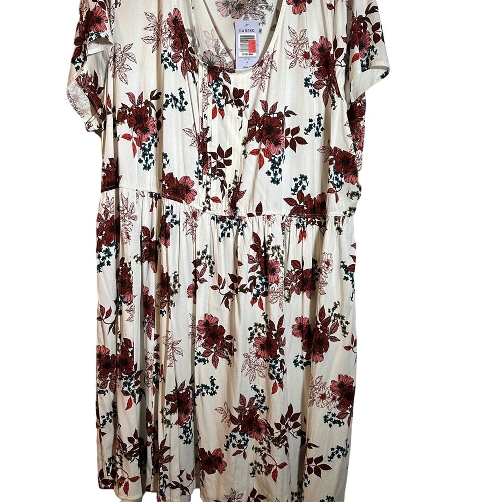 Torrid Ivory Floral Challis Mini Dress - Size 4X - NWT - Boho Cottagecore - Picture 5 of 11